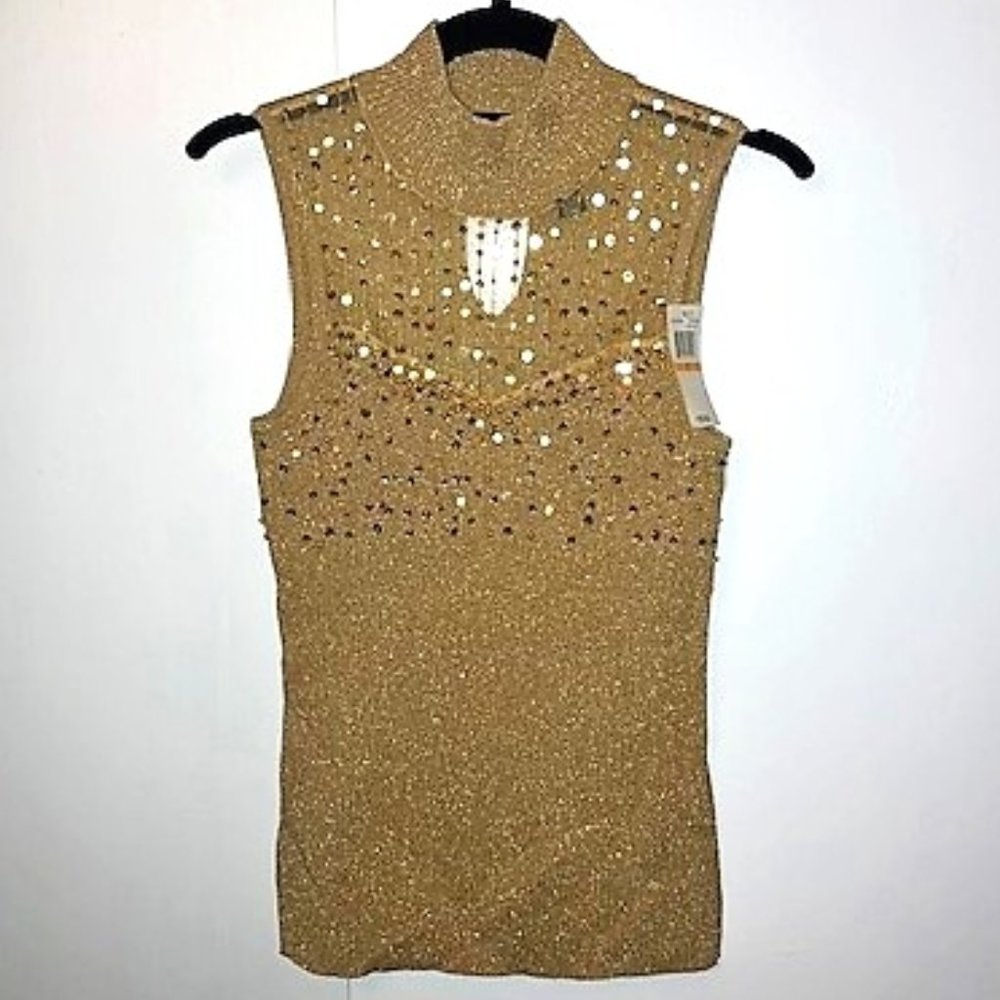 Cable and Gauge Gold Sequin Top NWT